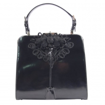 Prada Bolso Frame Bordado Negro