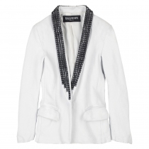 Balmain Chaqueta Piel Blanca T 36