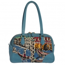 Prada Bolso Azul Estampado Veneciano