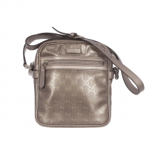 Gucci Silver Imprimed GG Zip Crossbody