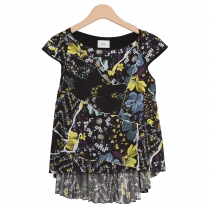 Erdem Top Negro Floral Asimétrico T 38