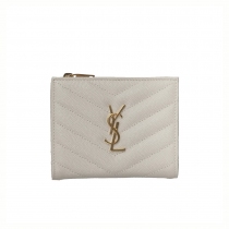 Saint Laurent Cartera Acolchada Blanca