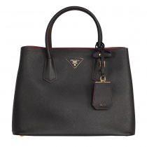 Prada Bolso Double Saffiano Negro