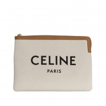 Celine Clutch Algodón Blanco Logo