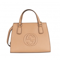 Gucci Bolso Soho Interlocking Piel Beige