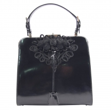 Prada Bolso Frame Bordado Negro