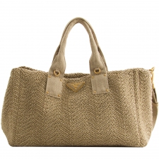 Prada Bolso Tote Rafia Beige