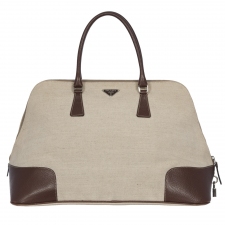 Prada Bolso Bowler Tela y Piel Beige