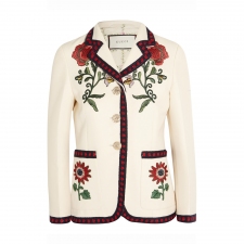 Gucci Blazer Blanca Bordado Floral T 38