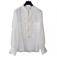 Chloé Blusa Seda Crema Volantes T 38