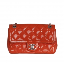 Chanel Bolso Clásico Naranja Charol